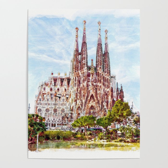 La Sagrada Familia watercolor Poster by MarianVoicu | Society6
