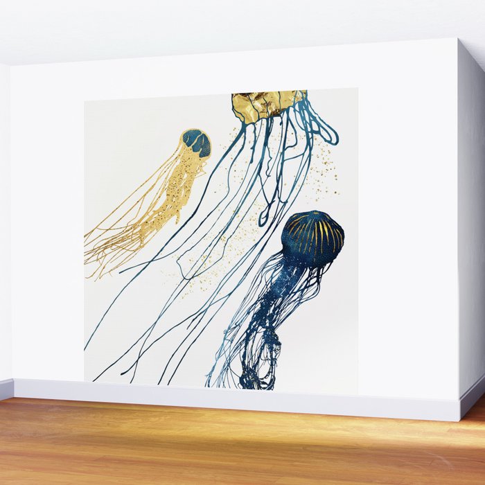 Metallic Jellyfish II Wall Mural by spacefrogdesigns Society6