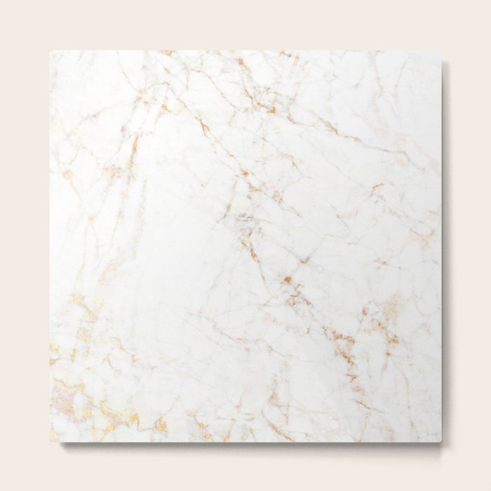 White Marble with Delicate Gold Veins Metal Print by ArtZ_onSociety