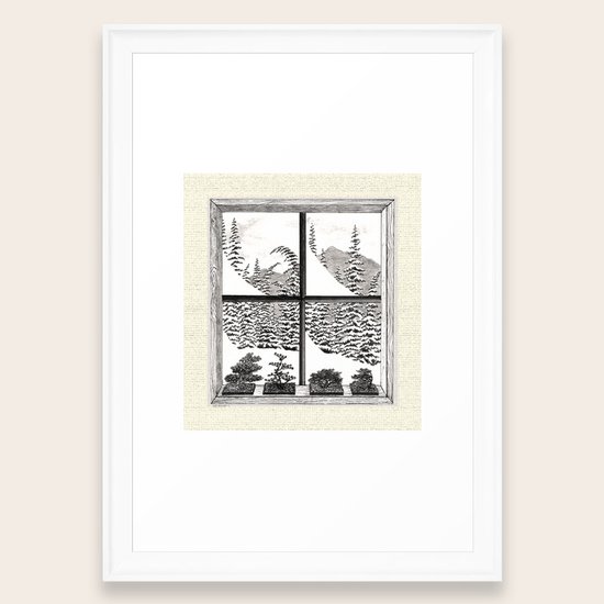 Snowed In Bonsai Vintage Pen And Pencil Drawing Framed Art Print By Alpineseasidelandscapes Society6