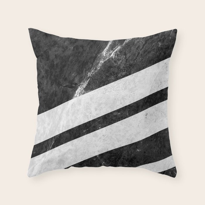 Black Striped Marble Throw Pillow by nicklasgustafsson Society6