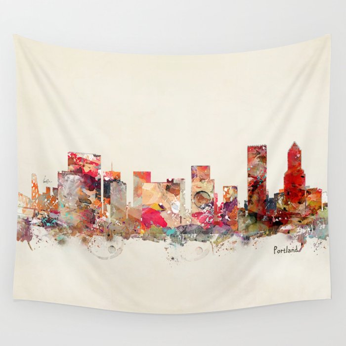 portland oregon skyline Wall Tapestry by bri.buckley  Society6