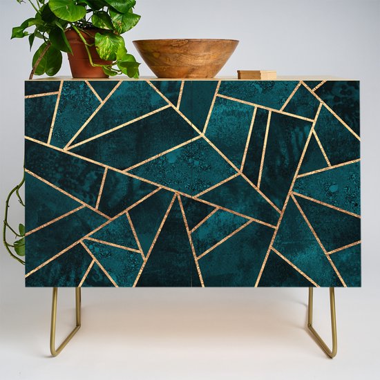 Deep Teal Stone Credenza by elisabethfredriksson | Society6