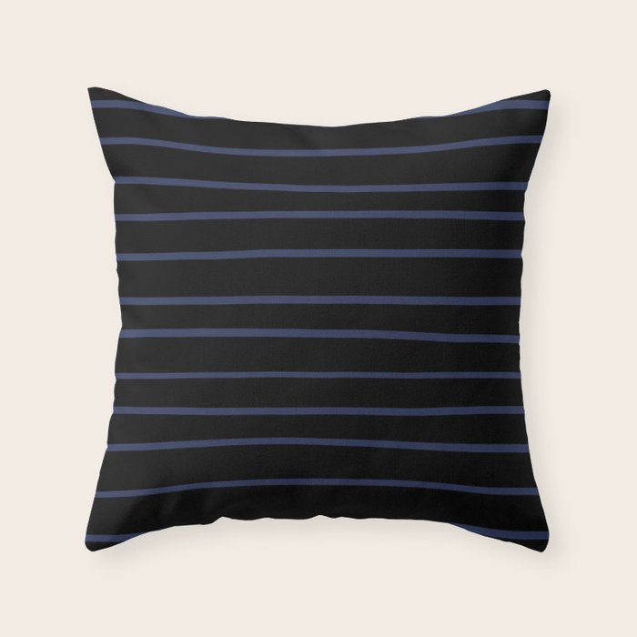 Pantone Blue Depths 193940 Hand Drawn Horizontal Lines on Black Throw