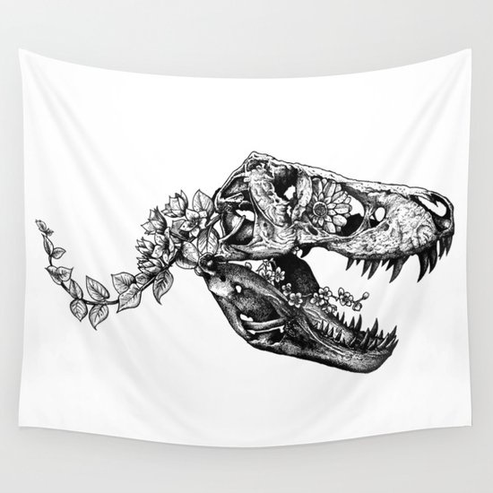 Jurassic Bloom - The Rex. Wall Tapestry