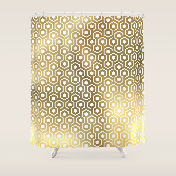 Gold geometry Shower Curtain by Marta Olga Klara Society6