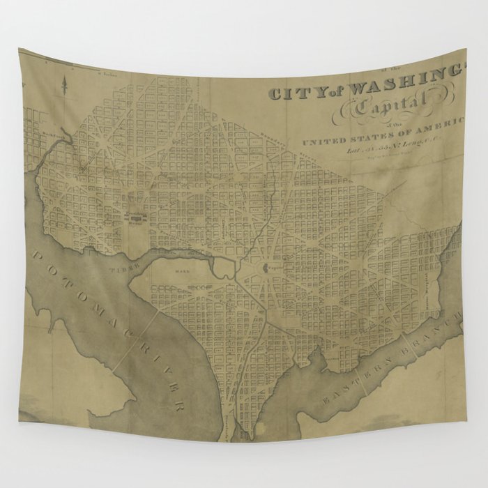 Vintage Map of Washington D.C. (1820) Wall Tapestry by BravuraMedia  Society6