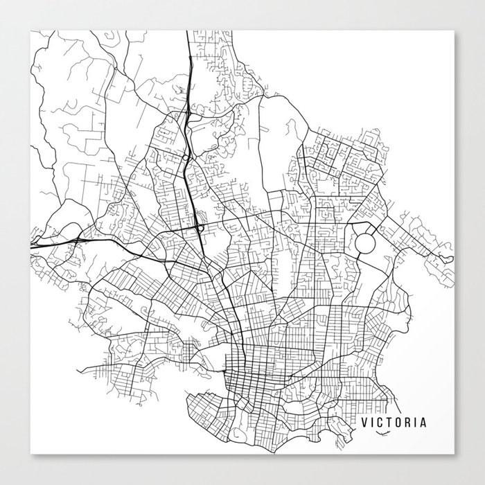 Victoria Map Canada Black And White Canvas Print By Mainstreetmaps Society6