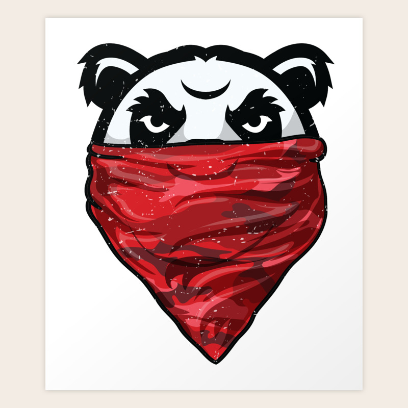 panda gangster panda bear wearing a red bandanna art print by zippythread