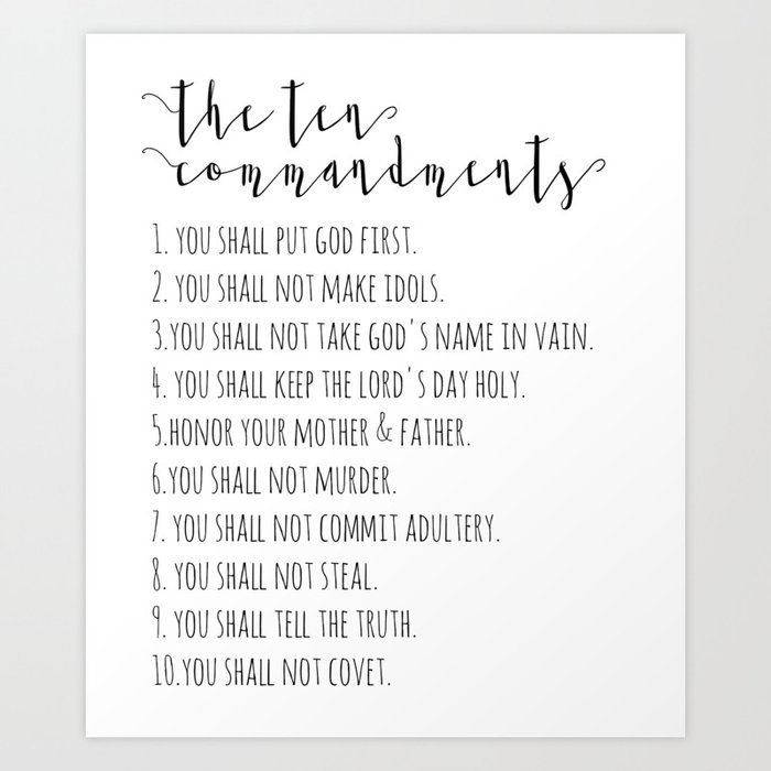 The Ten Commandments Exodus 20 Art Print By Three Bee Boutique Design Society6