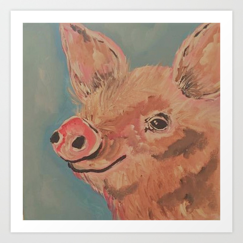Sweet Smiling Pig Art Print By Cortayloo Society6