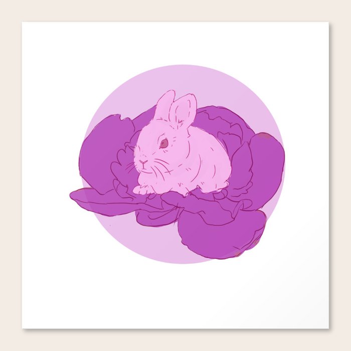 Cute Flower Bunny Illustration Canvas Print by Mari Jagt Art Society6