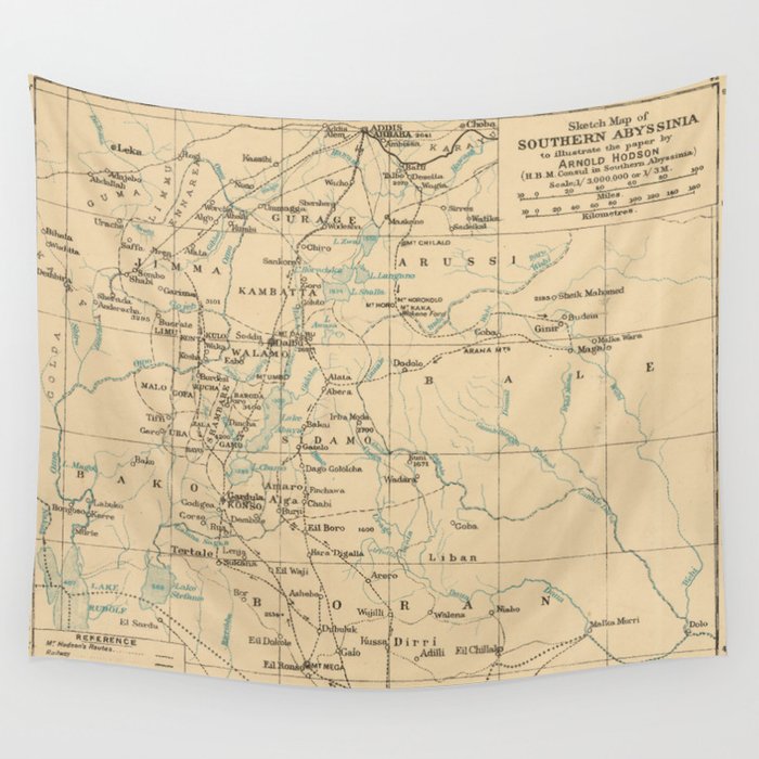 Vintage Map of Ethiopia (1919) Wall Tapestry by BravuraMedia Society6