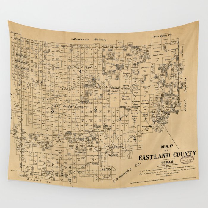 Map of Eastland County, Texas (1879) Wall Tapestry by The Arts  Society6