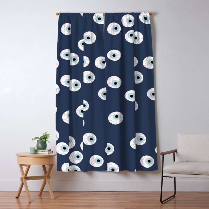 Eye Scary Freaky Eyeball Blue Print Design Pattern Blackout Curtain By Little Smilemakers Studio Society6 Eye Scary Freaky Eyeball Blue, Blue Print Curtains