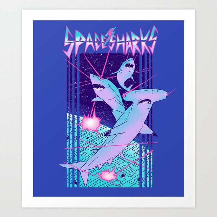 Space Sharks! Art Print by Hillary White Society6