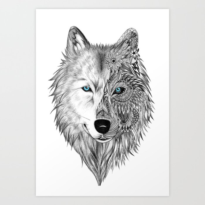 How To Draw A Black And White Wolf : Drawing Black Wolf Arctic Wolf