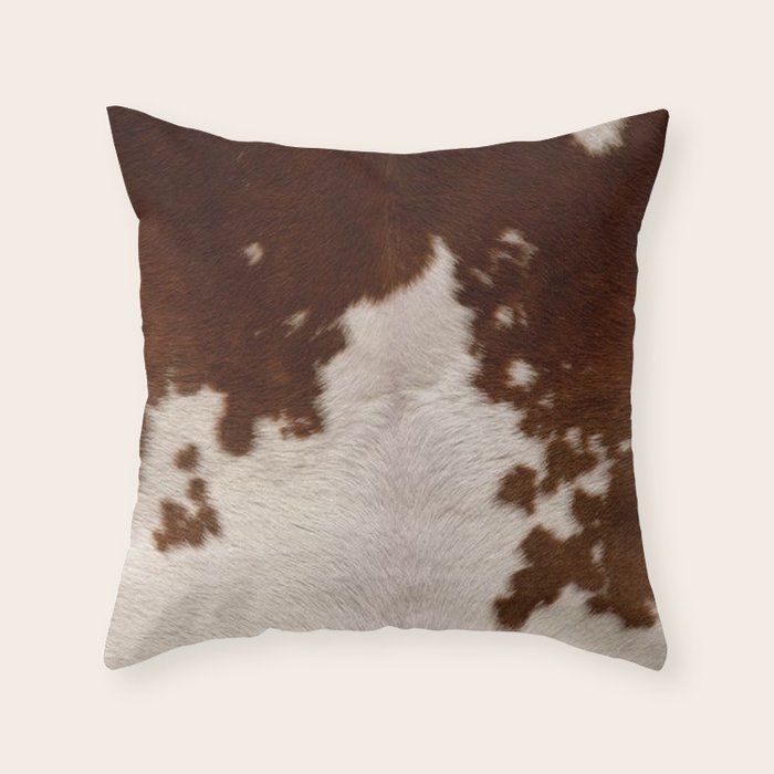 brown cowhide Throw Pillow by huntleigh Society6