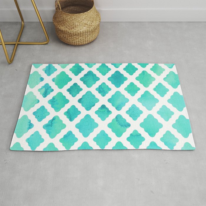 Watercolor Mint Diamonds Rug by micklyn Society6