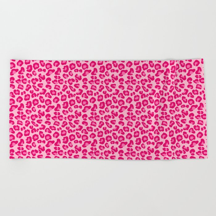 Leopard Print in Pastel Pink, Hot Pink and Fuchsia Beach Towel by ...