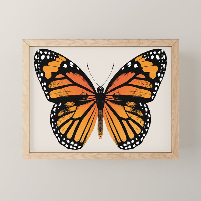 Monarch Butterfly Vintage Butterfly Framed Mini Art Print by