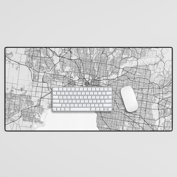 Melbourne City Map of Australia Light Desk Mat by deMAP Studio Society6