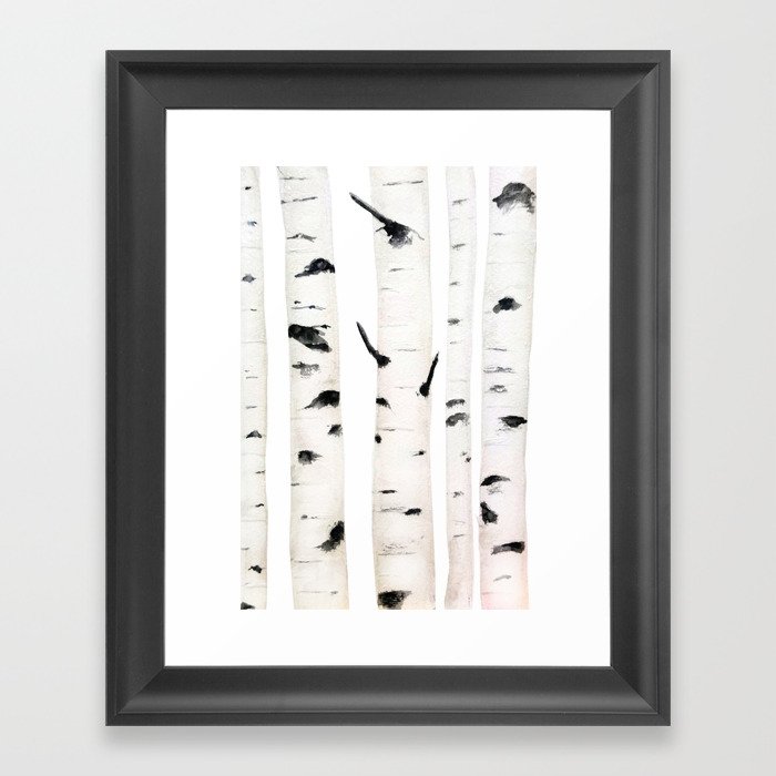 birch watercolor Framed Art Print by Color and Color | Society6