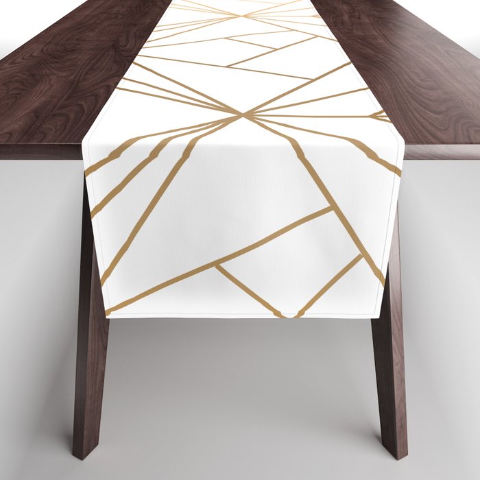 Geometric Gold Pattern With White Shimmer Table Runner by Vic Torys ...