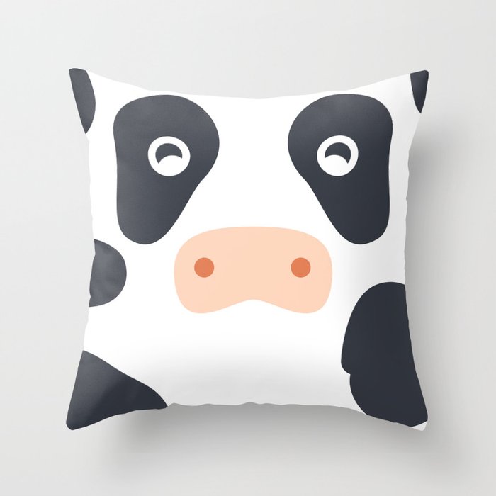black and white cow pillow