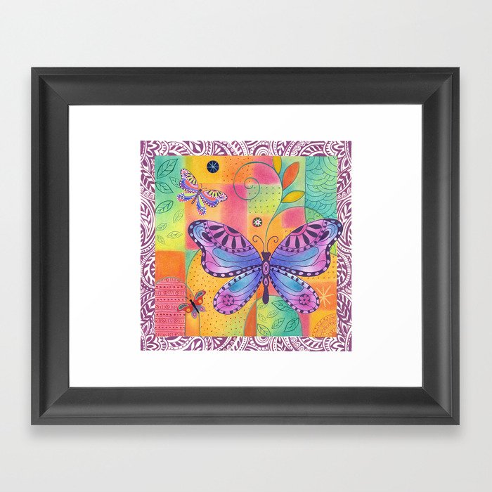 Indigo Butterfly Framed Art Print by Janet Broxon | Society6