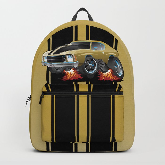Classic American Seventies Muscle Car Cartoon, Gold with Black Stripes ...