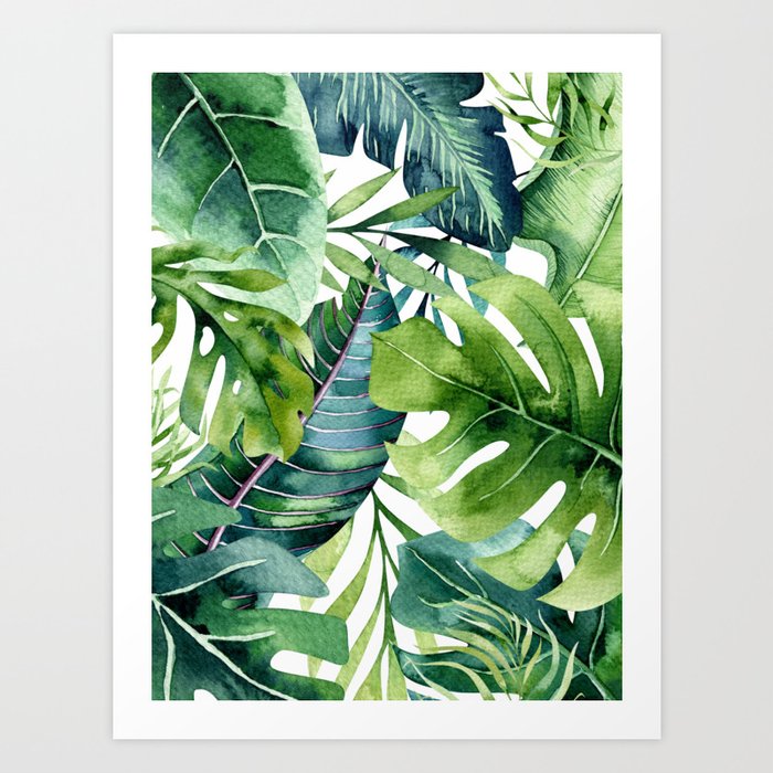 Tropical Jungle Leaves Art Print by amypetersonartstudio | Society6