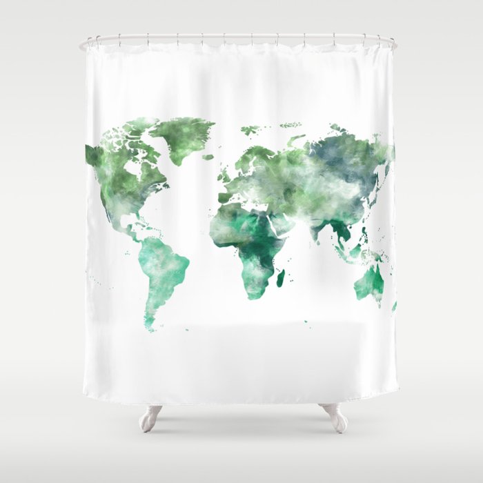 World Map Shower Curtain