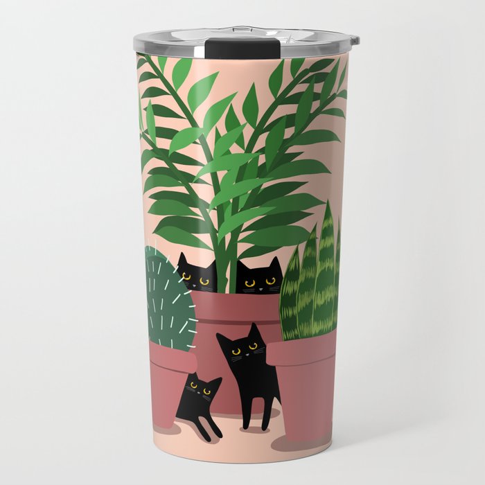 Black Cats & Potted Plants Travel Mug