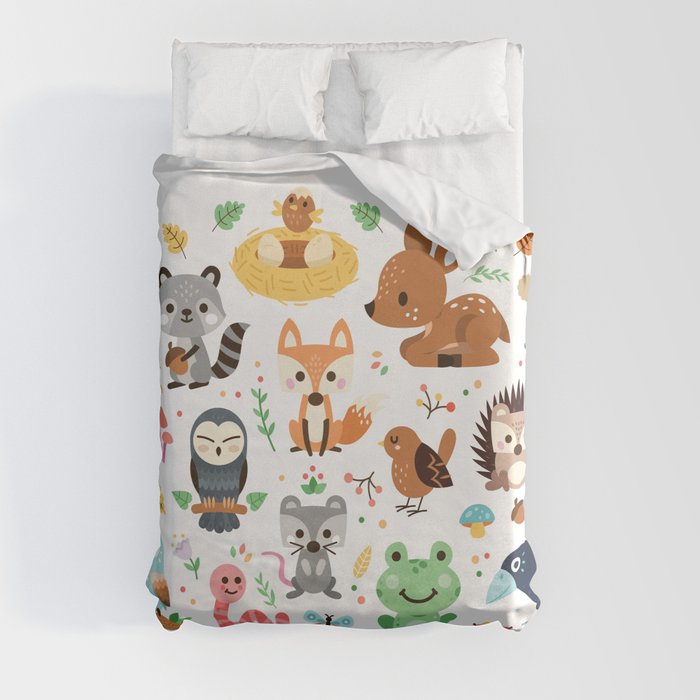 Woodland Animal Duvet Cover By Masign Society6 - Animal Picture Duvet Cover