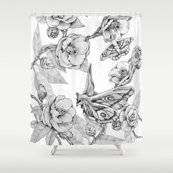 Moths & Camellias Shower Curtain