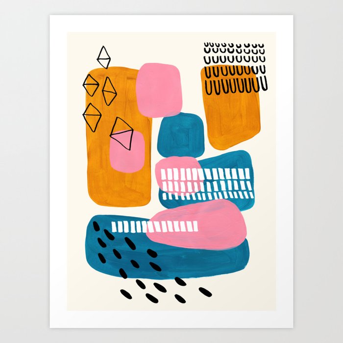 Mid Century Modern abstract Minimalist Fun Colorful Shapes Patterns ...
