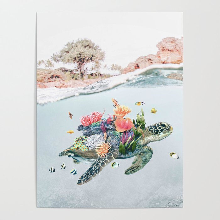 Coral Turtle • Save the Planet Poster by Luisa Azevedo | Society6
