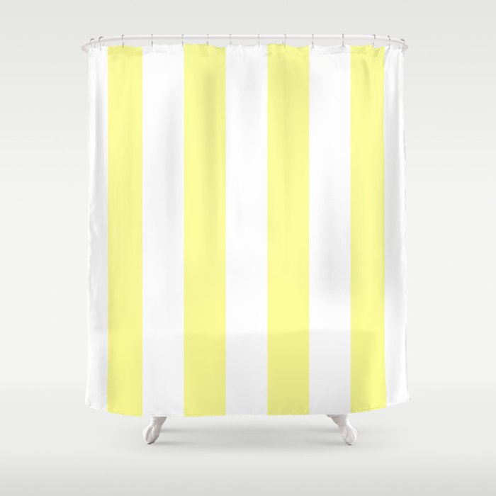 White And Pastel Yellow Shower Curtain, Yellow Shower Curtains