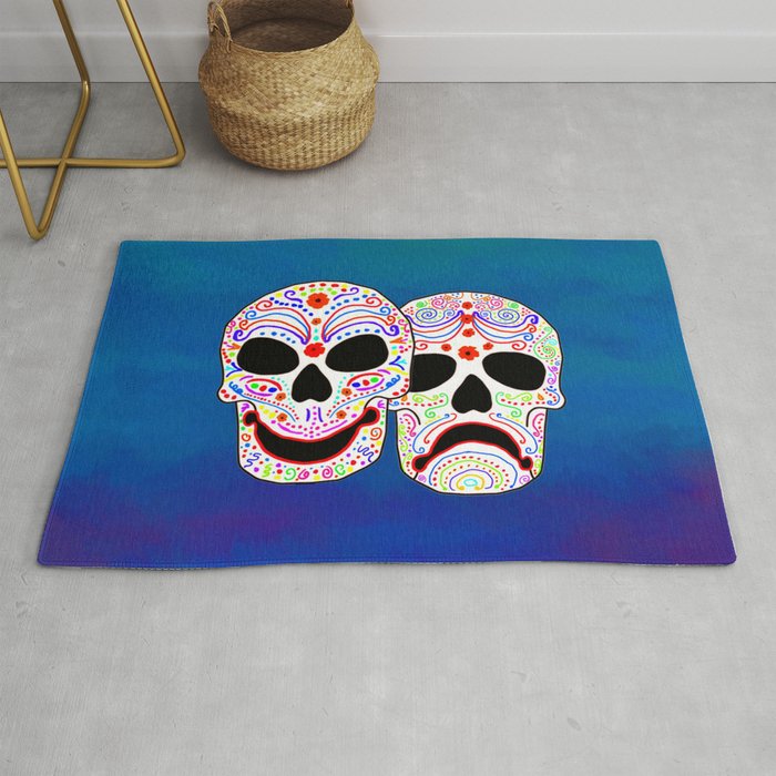 Comedy Tragedy Colorful Sugar Skulls Rug By Jan4insight Society6