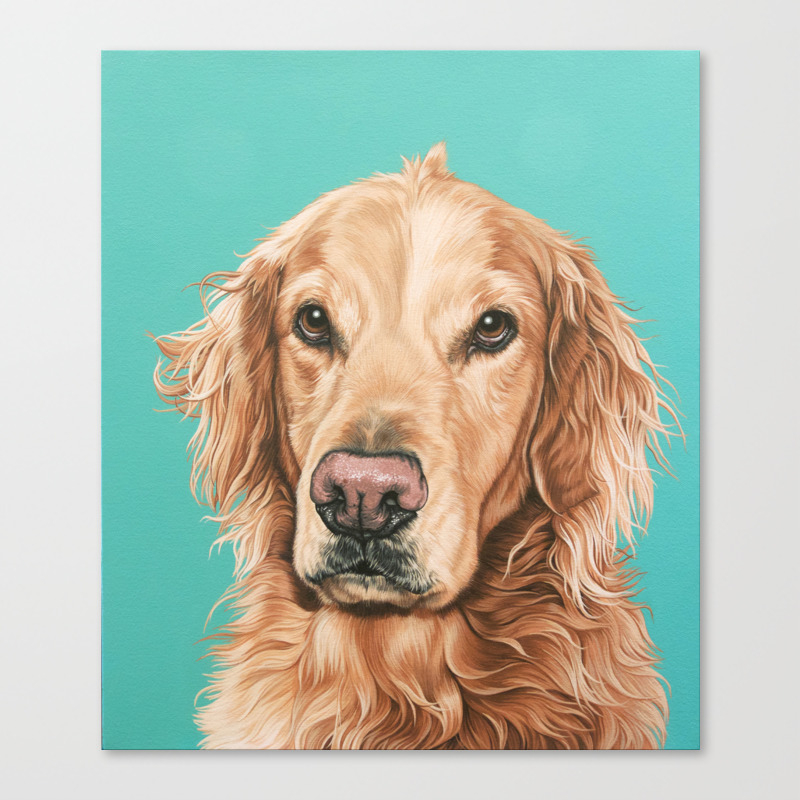 Handsome Golden Retriever Painting Golden Retriever Portrait Stately Golden Retriever Dog Art Canvas Print By Sydneyhardin Society6