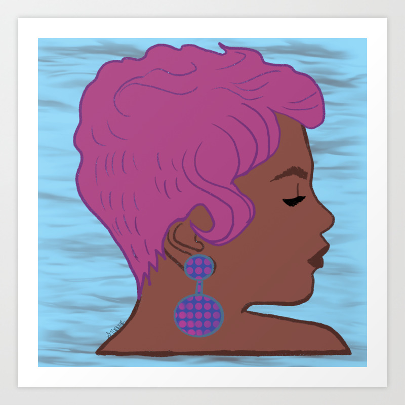 Blue Wavy Black Girl Woman Digital Art Art Print By Shairiturner Society6,Flower Painting Sketch Easy