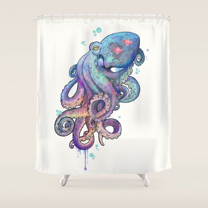 octopus Shower Curtain by Laura Graves Society6