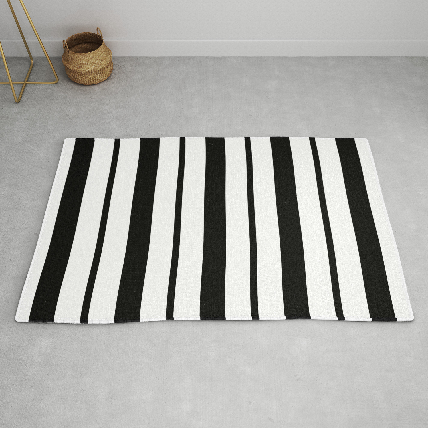 Black White Stripes Thick Thin Rug By Ash Vinyl Boutique Society6