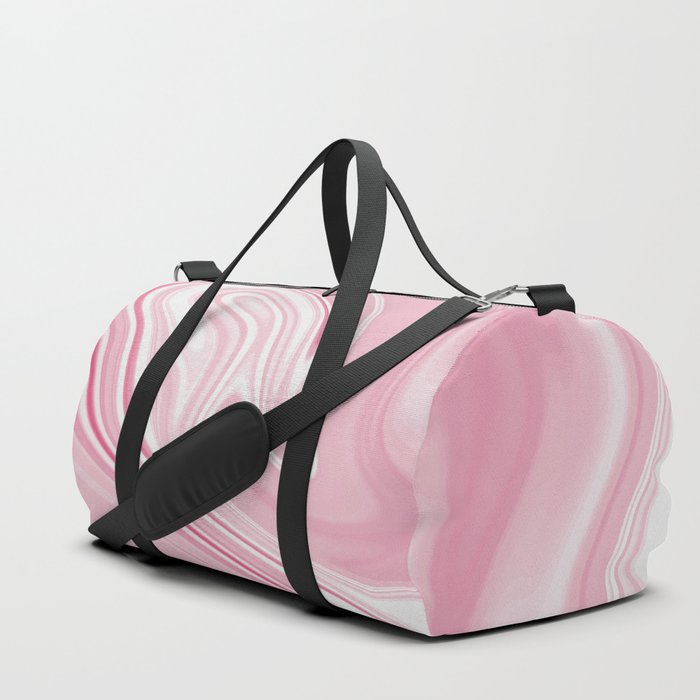 Pink Liquid Marble Duffle Bag by seafoam12 Society6