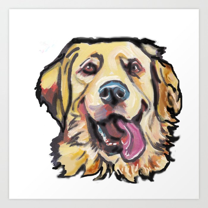 Fun Golden Retriever Dog Bright Colorful Pop Art Art Print By Wilddogs Society6