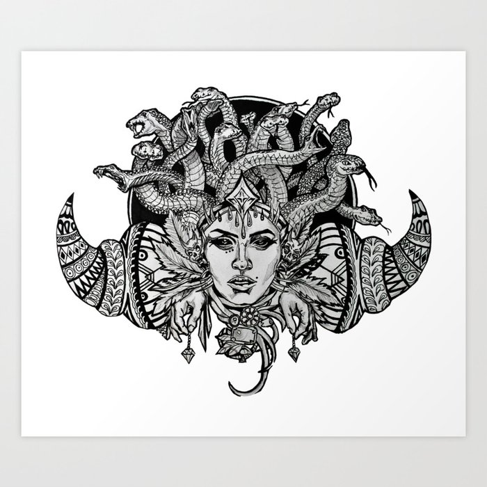 Medusa Mandala Art Print by Savin Illustrations | Society6