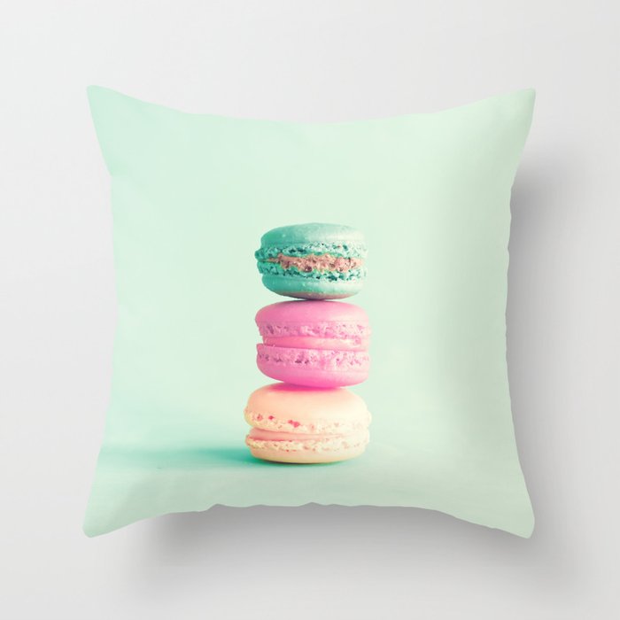 Three colorful macaroons Throw Pillow by andreka | Society6