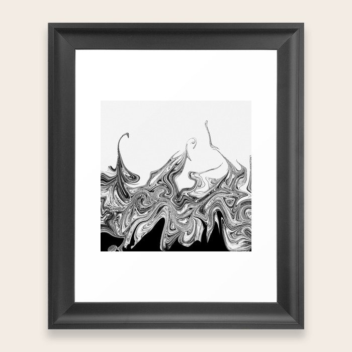 Modern contemporary Black and White Abstract Framed Art Print by Sheila