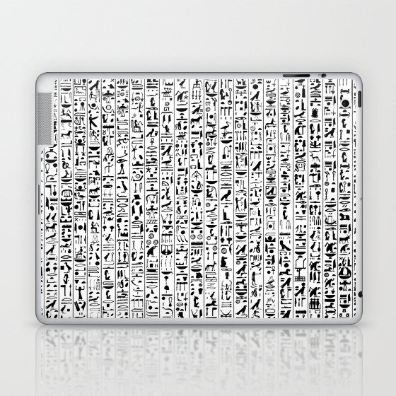 Hieroglyphics B&W / Ancient Egyptian hieroglyphics pattern Laptop & iPad Skin by GrandeDuc